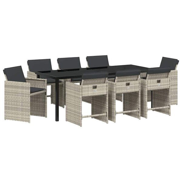 vidaXL Ensemble de salle à manger pour jardin 9 Pièces Gris clair