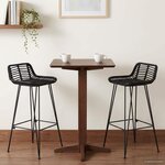 vidaXL Tabouret de bar 2 Pièces Noir 44 x 46 x 91 cm Rattan et Acier