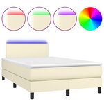 vidaXL Sommier tapissier et matelas et LED Crème 120x200 cm Similicuir