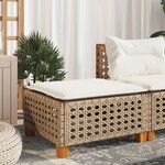 vidaXL Tabouret de jardin et coussin beige 63 5x56x32cm résine tressée