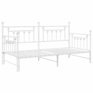 vidaXL Cadre de lit de jour avec tête de lit Blanc 100 x 190 cm Acier