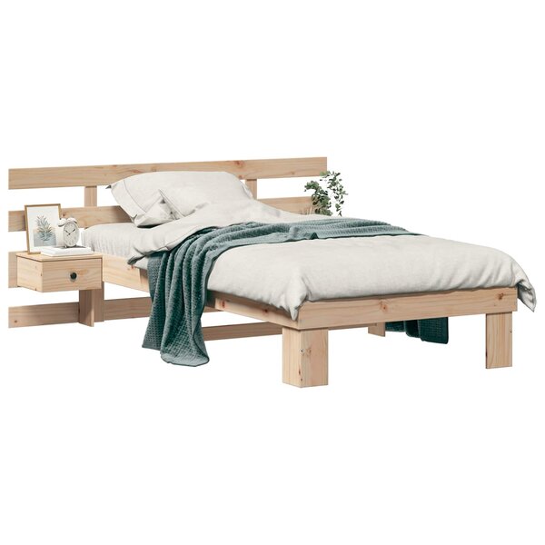 vidaXL Cadre de lit avec tête de lit Marron 90 x 190 cm Pin massif