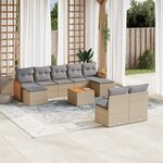 vidaXL Salon de jardin avec coussins 10 Pièces beige résine tressée