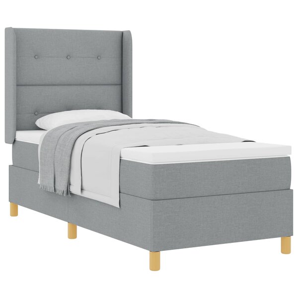 vidaXL Lit à ressorts avec matelas Gris clair 90 x 190 cm tissu