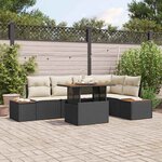 vidaXL Ensemble de Salle à Manger de Jardin 6 Pièces avec Coussins Noir