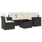 vidaXL Salon de jardin 6 Pièces avec coussins noir résine tressée