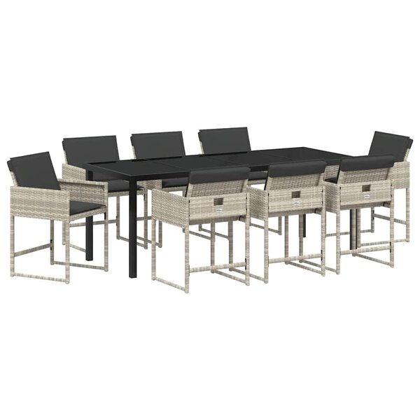 vidaXL Ensemble de salle à manger pour jardin 9 Pièces Gris clair