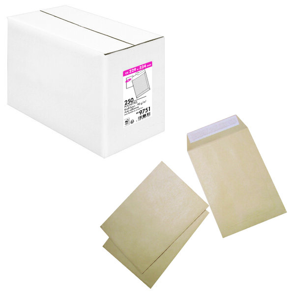 Lot de 250 pochettes kraft 229x324 120g