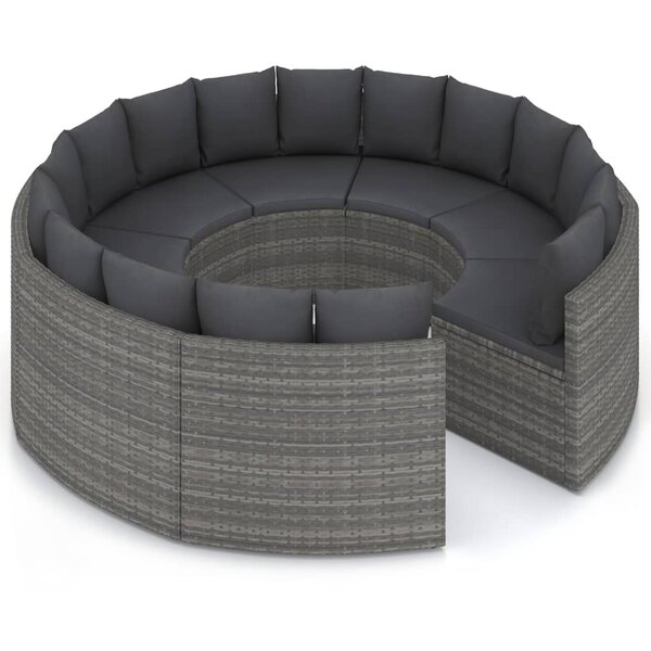 Salon de jardin meuble d'extérieur ensemble de mobilier 8 pièces avec coussins résine tressée gris 02_0017671