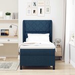 vidaXL Lit ressorts avec matelas bleu 90x200 cm en tissu