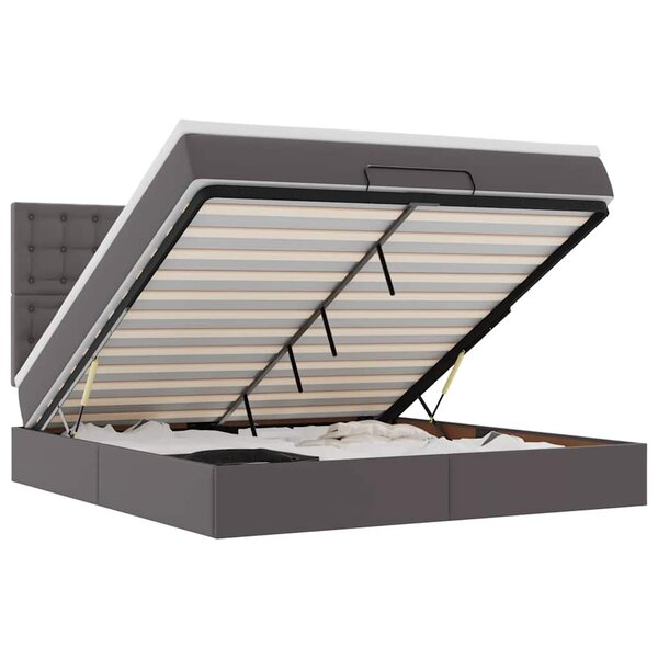 vidaXL Cadre de lit ottoman avec matelas gris 180x200 cm similicuir