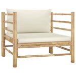 vidaXL Salon de jardin 7 Pièces avec coussins blanc crème bambou