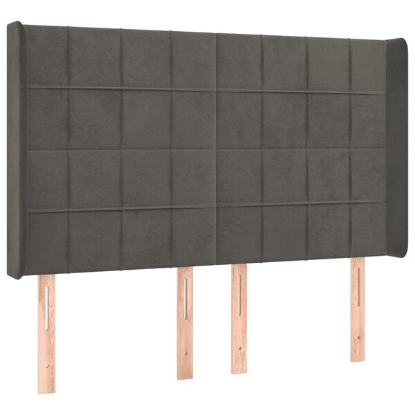 vidaXL Tête de lit avec oreilles Gris foncé 147x16x118/128 cm Velours