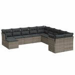 vidaXL Salon de jardin 11 Pièces avec coussins gris résine tressée