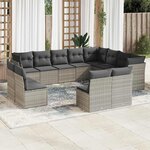 vidaXL Salon de jardin avec coussins 12 Pièces gris clair résine tressée