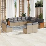 vidaXL Salon de jardin avec coussins 13 Pièces beige résine tressée