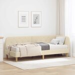 vidaXL Cadre de lit d'angle avec matelas Crème 80 x 200 cm tissu