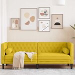 vidaXL Canapé Chesterfield avec traversins 3 places jaune velours