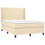 vidaXL Sommier à lattes de lit matelas et LED Crème 140x200 cm Tissu