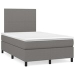 vidaXL Sommier à lattes de lit matelas LED gris foncé 120x190 cm tissu