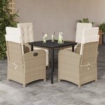 vidaXL Ensemble à manger de jardin avec coussins 5Pièces Beige poly rotin