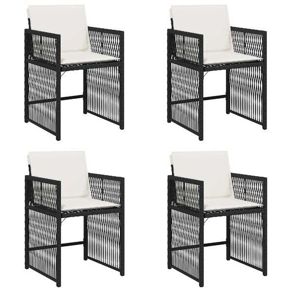 vidaXL Chaises de jardin lot de 4 avec coussins noir résine tressée