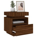 vidaXL Armoires de chevet avec lumières LED 2 Pièces chêne marron