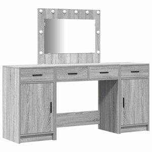 vidaXL Table de Toilette 3 Pièces Gris 40 x 41 x 75 cm Bois d'ingénierie