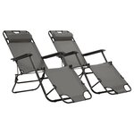 vidaXL Chaises longues pliables 2 Pièces avec repose-pied Acier Gris