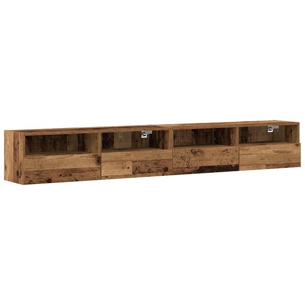 vidaXL Meuble TV mural 2 Pièces Bois Ancien 100 x 30 x 30 cm