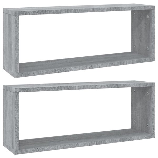 vidaXL Étagères murales cube 2 Pièces Sonoma gris 60x15x23 cm Bois