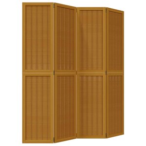 vidaXL Cloison de séparation 4 panneaux marron bois paulownia massif