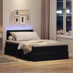 vidaXL Lit de rangement LED avec matelas Noir 120 x 190 cm Velours