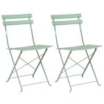 Chaises de jardin pliantes vidaXL 2 Pièces menthe claire en acier