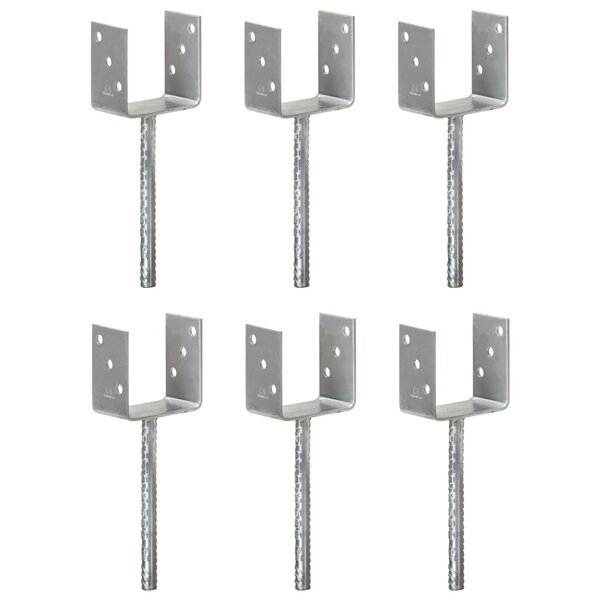 vidaXL Piquets de clôture 6 Pièces Argenté 10x6x30 cm Acier galvanisé