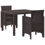 vidaXL Ensemble de salle à manger de jardin 3 pièces en poly rattan marron