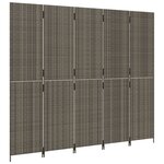 vidaXL Cloison de séparation 5 panneaux gris résine tressée