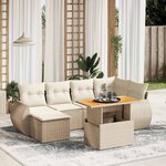 vidaXL Salon de jardin avec coussins 7 Pièces beige résine tressée