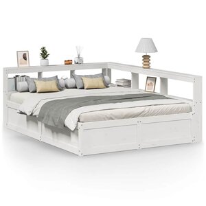 vidaXL Lit bibliothèque sans matelas blanc 140x200 cm bois pin massif