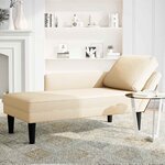 vidaXL Chaise longue avec coussin crème tissu en velours côtelé