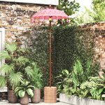 vidaXL Parasol avec Base Rose et Marron 250 cm Coton et bois