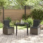 vidaXL Ensemble de repas de jardin 3 pièces gris poly rattan