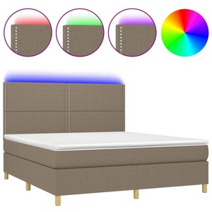vidaXL Sommier à lattes de lit et matelas et LED Taupe 180x200cm Tissu