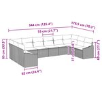 vidaXL Ensemble de salle à manger de jardin de 10 pièces avec coussins en poly rotin marron