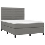 vidaXL Sommier à lattes de lit et matelas et LED Gris foncé 140x190 cm