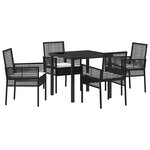 vidaXL Ensemble de salle à manger pour jardin 5 Pièces Noir polyrotin