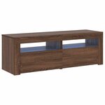 vidaXL Meuble TV avec lumières LED chêne marron 120x35x40 cm