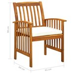 vidaXL Ensemble à manger de jardin 5 Pièces avec coussins Acacia solide