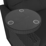 vidaXL Salon de jardin 3 Pièces avec coussins noir résine tressée