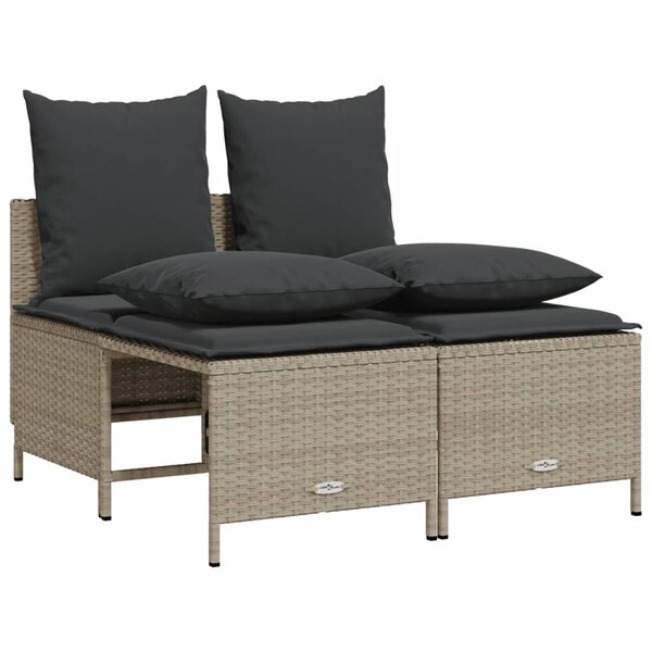 vidaXL Salon de jardin 4 Pièces avec coussins gris clair résine tressée